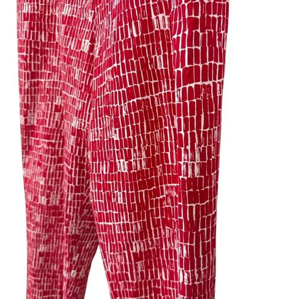 Susan Graver Womens Red White Zip Fly Stretch Elastic Waist Pants Printed 18 W - Picture 9 of 16